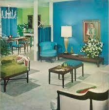 Late 1960s Blue And Green Living Space Green Living Room Decor Blue And Green Living Room Living Room Green