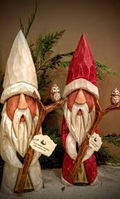 Carved Wooden Santa Owl Staff Hand Carved Santa Staff Forest Owl St Nick Santa Claus Christmas Gnome Santa Carving Wood Carving Patterns Wooden Santa