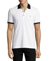 Black And White Polo Shirt Mens Burberry Camberwell Contrast Trim Cotton Pique Polo Shirt Black White