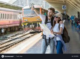 Premium Travelers Are Looking At The Map At The Railway Station Photo Download In Png Jpg Format Railway Station Photo Vacation Photos