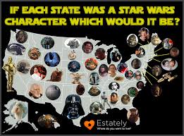 Which Star Wars Character Best Represents Each U S State Http Blog Estately Com 2016 01 Which Star Wars Charact Funny Maps Star Wars Characters New Mexico