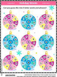 Company name list starting with a. Christmas Or New Year Word Puzzle English Language With Winter And Holiday Words Written Around The Ornaments Can You Guess The Nine 9 Letter Words Answer Included Stock Vector Adobe Stock