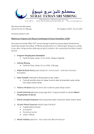 2 april 2011 (sabtu) masa : Surat Makluman Program Dan Sumbangan Ramadhan 1435h Surau Musolla Taman Sri Nibong
