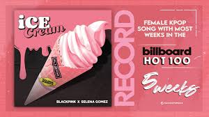 Maybe you would like to learn more about one of these? Selena Gomez Charts On Twitter Ice Cream By Blackpink And Selenagomez Now Holds The Record For The Female Kpop Song With Most Weeks In The Billboard Hot 100 5 Weeks