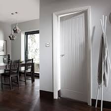 At screwfix our comprehensive range of interior doors are available in numerous styles, finishes and materials including various options for the number of panels to suit both traditional and contemporary tastes, many of which are fire rated. Cottage Primed White Woodgrain Effect Lh Rh Internal Door H 1981mm W 838mm Diy At B Q