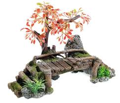 Wooden Bridge With Tree Aquarium Ornament Fish Cave Vivarium Decoration Aquarium Ornaments Fish Tank Decorations Fish Aquarium Decorations