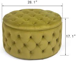 The button tufted cocktail ottoman features a dense foam padded body. Buy Homebeez Round Velvet Storage Ottoman Button Tufted Footrest Stool Coffee Table 28 1 W Yellowish Green Online In Taiwan B08w229vzf