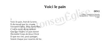 Chantons En Eglise Voici Le Pain Dev2 Penndu Richard Adf Musique