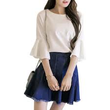 Buy Mkchung Women Girls Tops Women Korean T Shirt Summer Flare Sleeve Student Sweet Loose Tops White Xl At Amazon In