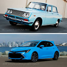 tbt 1967 toyota corona 1900 vs 2019 toyota corolla hatchback