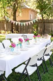 Table Outdoor Birthday Party Decoration Ideas For Adults Backyard Birthday Fun Pink Hydrangeas Polka Dot Napkins Backyard Party Decorations Outdoor Graduation Party Decorations Outdoor Graduation Parties