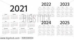 Calendar from 2020 to 2025 years template. Calendar 2021 2022 Vector Photo Free Trial Bigstock
