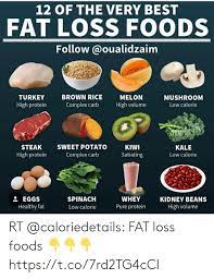 One key nutrient you gain with more voluminous foods is fiber, jaramillo says. 12 Of The Very Best Fat Loss Foods Follow Turkey High Protein Brown Rice Complex Carb Melon High Volume Mushroom Low Calorie Steak High Proteirn Sweet Potato Complex Carb Kiwi Satiating Kale