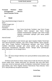 Maka, tentu bekerja menjadi hal yang wajib bagi anda. Surat Lamaran Non Pns Bnpb