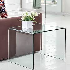 Amazon Com Glass End Tables Living Room Sofa Beside Table Patio Outdoor Side Table Clear 24 8x19 7x18 In 2020 Glass Table Living Room Living Table Glass Side Tables