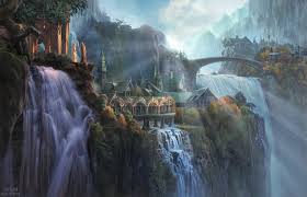 Clouds, hills, hobbit, holes, lights, lord, lotr, rings, shire. Rivendell Ivan Cavini The Lord Of The Rings Artwork Wallpaper Resolution 1843x1182 Id 972321 Wallha Com