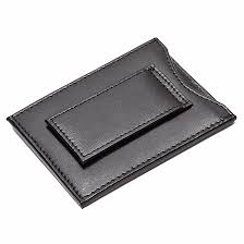 This ultraslim wallet is made from genuine leather and includes three credit card pockets, a strong magnetic money clip, and a front id window. Slimline Personalized Leather Wallet With Magnetic Money Clip Executive Gift Shoppe