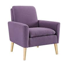 Modern Accent Chair Single Sofa Linen Fabric Armchair Purple Great For Living Room O Single Sofa Chair Arm Chairs Living Room Sectional Sofa With Recliner