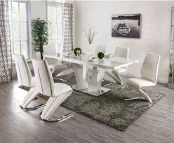Goldfan white high gloss dining table and chairs set 4 modern rectangular kitchen table and faux leather chairs for dining room office lounge. Zain High Gloss Dining Table