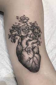 Apparently, there are numerous combinations of various flowers and their colors, but we'll get over the main ones. Anatomical Heart And Roses Always A Treat Human Heart Tattoo Thigh Tattoos Women Tattoos