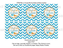 Diy O Fish Ally 1st First Grader Printable Set Kindergarten Graduation Instant Download Labels Cupcake Toppers Chevr O Fish Ally Welcome To School Kindergarten