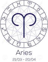 Zodiac Sign Aries Astrological Symbol In Wheel With Polygonal