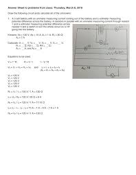 Use the total current and the total voltage to calculate the total resistance of the circuit. Calculating V I R For A Series And Parallel Circuit Problems With Answers Thursday March Series And Parallel Circuits Series Parallel Parallel Circuit