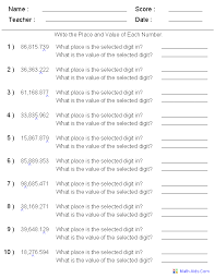 Place Value Worksheets Place Value Worksheets For Practice