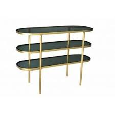 4.3 out of 5 stars with 3 ratings. 46 L Glass 3 Tier Console Table Smoked Glass Surfaces Iron Frame Gold Metallic Ebay