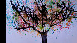 How to splatter paint with a straw. Blow Painting Trees Painting Inspired