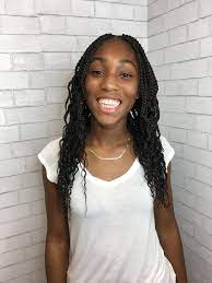 Mid Back Length Medium Box Braids With Curly Ends Medium Box Braids Box Braids Styling Box Braids Pictures