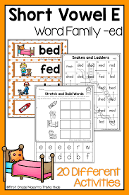 Word Family Ed Word Work Word Families Ccvc Words E Words