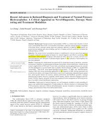 Pdf Recent Advances In Rational Diagnosis And Treatment Of Normal Pressure Hydrocephalus A Critical Appraisal On Novel Diagnostic Therapy Monitoring And Treatment Modalities