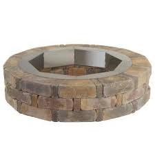 Pavestone Rumblestone 46 In X 10 5 In Round Concrete Fire Pit Kit No 1 In Sierra Blend With Round Steel Insert Rsk55777 The Home Depot Fire Pit Kit Concrete Fire Pits Fire Pit Ring