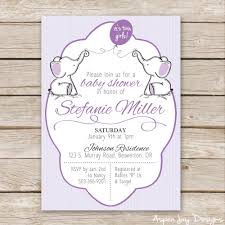 The printable predictions cards are 5x7 and an 8x10 sized display sign is included. Twin Purple Elephant Baby Shower Invites Aspenjay