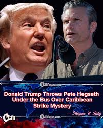 Trump now says he was misled by his own Defense Secretary, claiming Hegseth  denied any second strike ever happened. Critics say this is Trump preparing  a scapegoat ahead of congressional investigations. #PoliticalCoverUp #