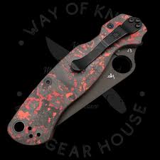 Pre Owned* 003 Spyderco Paramilitary 2 Red/Black Carbon Fiber CPM M4 (3.48"  DLC) C81CFPRDORBK2 - Way Of Knife & EDC Gear House