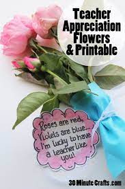 Teacher appreciation flowers & gifts. Flowers And Printable For Teacher Appreciation Day 30 Minute Crafts Teacher Appreciation Easy Teacher Gifts Flower Printable