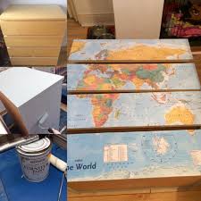 Map Decoupage On Our Ikea Malm Drawers Looks Fab Ikea Malm Drawers Malm Drawers Decoupage Dresser