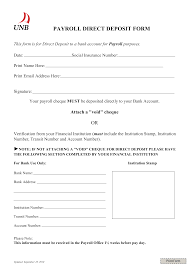 payroll direct deposit form templates at allbusinesstemplates com