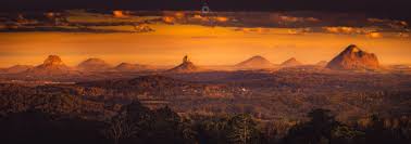 A Short Exposure Panoramic Landscape Image Of The Glass House Mountains In Queensland Australia At Glasshouse Mountains Crystal Clear Landscape Photography