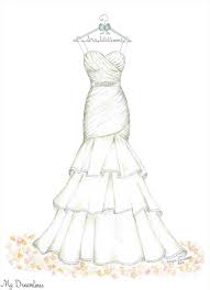 Fashion Dress Drawings Easy Glamour fashion sketch set in vogue style.