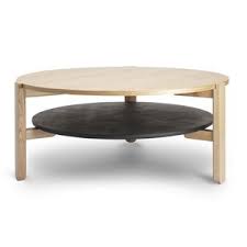 table basse ronde en bois massif naturel et noir hub umbra decoclico coffee table coffee table wood living table