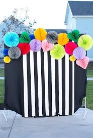 Black And White Photo Booth Backdrop Black And White Stripe With Pops Of Multicolour Decor Photo Booth Backdrop Diy Photo Booth Photo Booth Backdrop Party Design