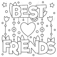 Best Friends Coloring Page Vector Illustration Stock Vector 80943634 In 2020 Coloring Pages Inspirational Valentine Coloring Pages Valentines Day Coloring Page