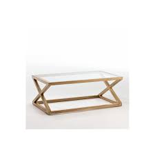 Gold medium round glass coffee table set with nesting tables. Coffee Table 120x70x45 Glass Wood White Veiled