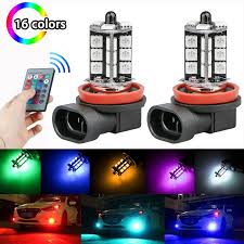 Tsv 2pcs H8 H11 Rgb Multi Color Changing Brightness Modes Adjustment Led Car Safe Driving Headlight Fog Light Lamp Bulbs With Remote Control Walmart Com Walmart Com