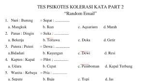 Contoh soal psikotes bimba aiueo. Tes Psikotes Kolerasi Kata 50 Soal Beserta Jawabannya Part 1 Youtube