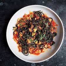 Squid Ink Pasta With Shrimp Nduja And Tomato Squid Ink Pasta Pasta Recipes How To Cook Pasta