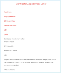 In this post, we have provided a sample appointment letter for internship, executive, teacher, officials etc. Contractor Appointment Letter 7 Sample Letters And Formats